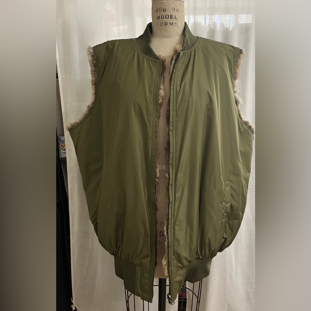 Adrienne Landau Reversible Rabbit Fur Vest
